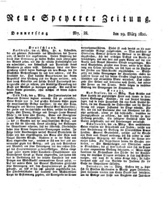 Neue Speyerer Zeitung Donnerstag 29. März 1821