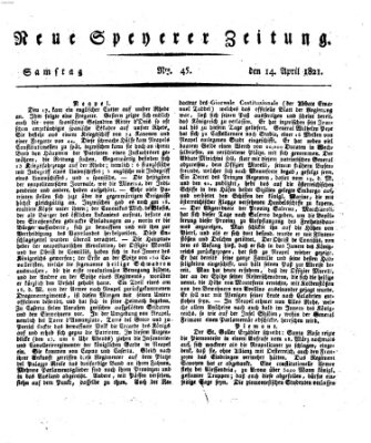 Neue Speyerer Zeitung Samstag 14. April 1821