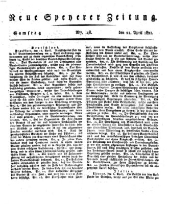 Neue Speyerer Zeitung Samstag 21. April 1821