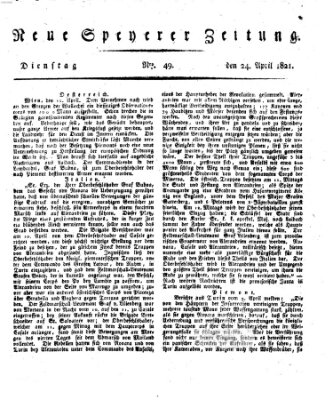 Neue Speyerer Zeitung Dienstag 24. April 1821