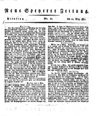 Neue Speyerer Zeitung Dienstag 22. Mai 1821