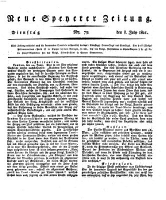 Neue Speyerer Zeitung Dienstag 3. Juli 1821