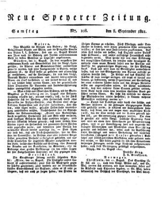 Neue Speyerer Zeitung Samstag 8. September 1821