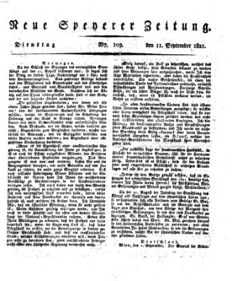 Neue Speyerer Zeitung Dienstag 11. September 1821