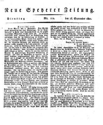 Neue Speyerer Zeitung Dienstag 18. September 1821