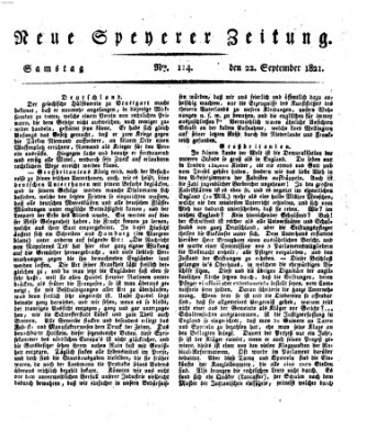 Neue Speyerer Zeitung Samstag 22. September 1821