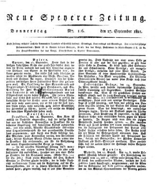 Neue Speyerer Zeitung Donnerstag 27. September 1821