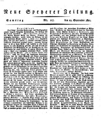 Neue Speyerer Zeitung Samstag 29. September 1821