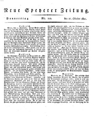 Neue Speyerer Zeitung Donnerstag 11. Oktober 1821