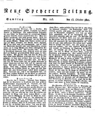 Neue Speyerer Zeitung Samstag 13. Oktober 1821