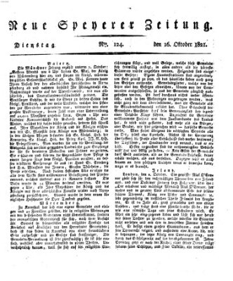 Neue Speyerer Zeitung Dienstag 16. Oktober 1821