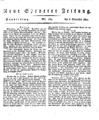 Neue Speyerer Zeitung Donnerstag 8. November 1821