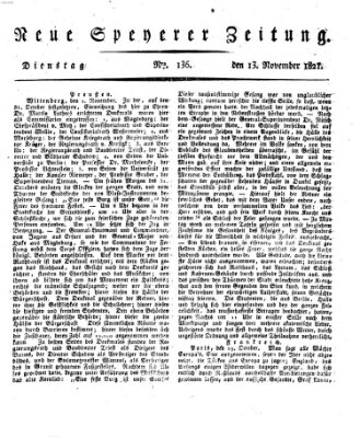 Neue Speyerer Zeitung Dienstag 13. November 1821