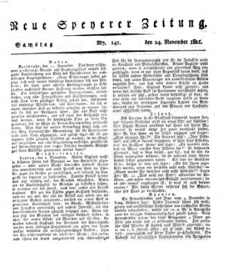 Neue Speyerer Zeitung Samstag 24. November 1821