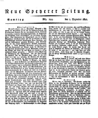 Neue Speyerer Zeitung Samstag 1. Dezember 1821