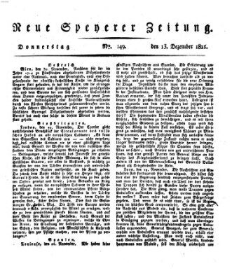 Neue Speyerer Zeitung Donnerstag 13. Dezember 1821