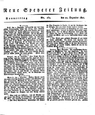 Neue Speyerer Zeitung Donnerstag 20. Dezember 1821