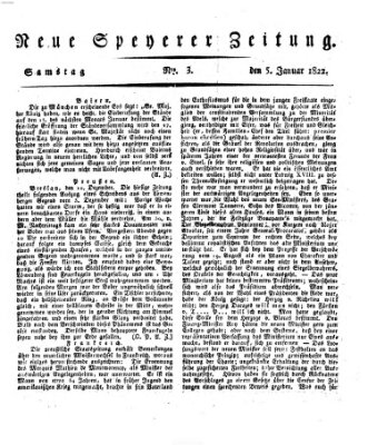 Neue Speyerer Zeitung Samstag 5. Januar 1822