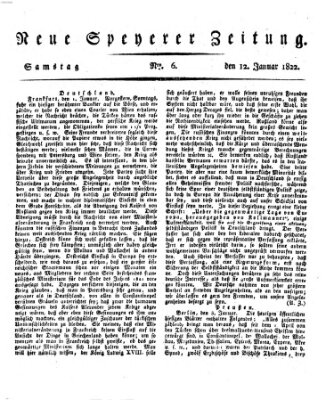 Neue Speyerer Zeitung Samstag 12. Januar 1822