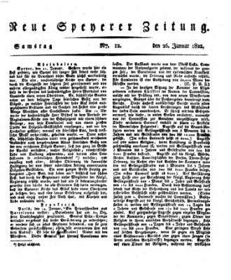 Neue Speyerer Zeitung Samstag 26. Januar 1822