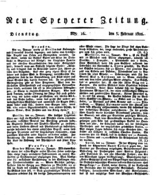 Neue Speyerer Zeitung Dienstag 5. Februar 1822