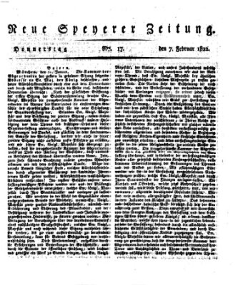 Neue Speyerer Zeitung Donnerstag 7. Februar 1822