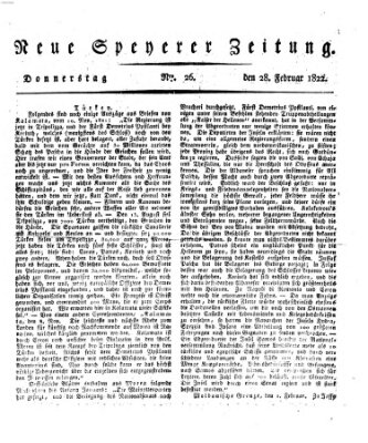 Neue Speyerer Zeitung Donnerstag 28. Februar 1822