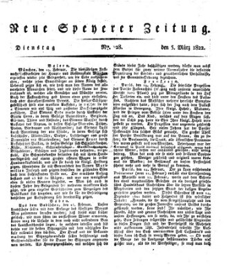 Neue Speyerer Zeitung Dienstag 5. März 1822