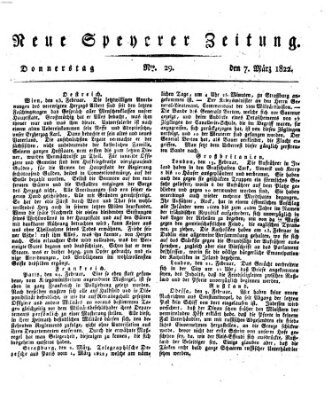 Neue Speyerer Zeitung Donnerstag 7. März 1822