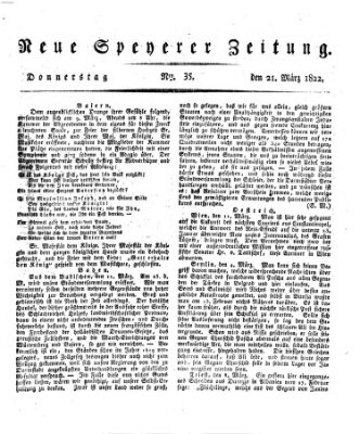 Neue Speyerer Zeitung Donnerstag 21. März 1822