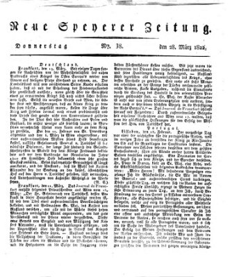 Neue Speyerer Zeitung Donnerstag 28. März 1822