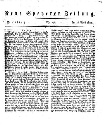 Neue Speyerer Zeitung Dienstag 16. April 1822