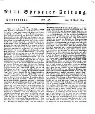 Neue Speyerer Zeitung Donnerstag 18. April 1822