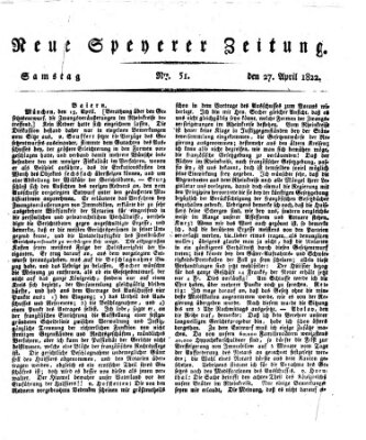 Neue Speyerer Zeitung Samstag 27. April 1822