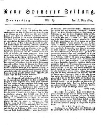 Neue Speyerer Zeitung Donnerstag 16. Mai 1822