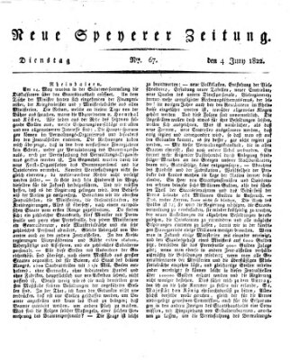 Neue Speyerer Zeitung Dienstag 4. Juni 1822