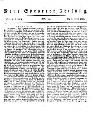 Neue Speyerer Zeitung Samstag 8. Juni 1822