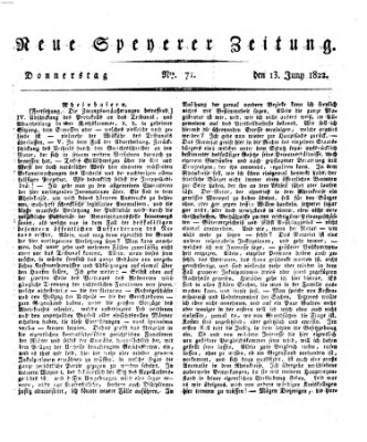 Neue Speyerer Zeitung Donnerstag 13. Juni 1822