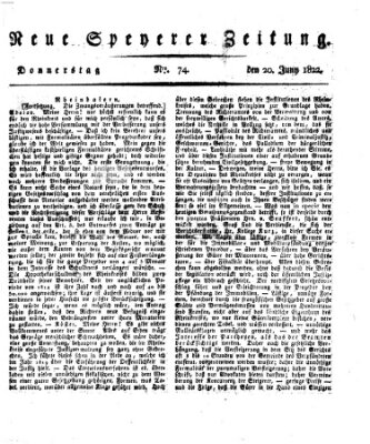 Neue Speyerer Zeitung Donnerstag 20. Juni 1822
