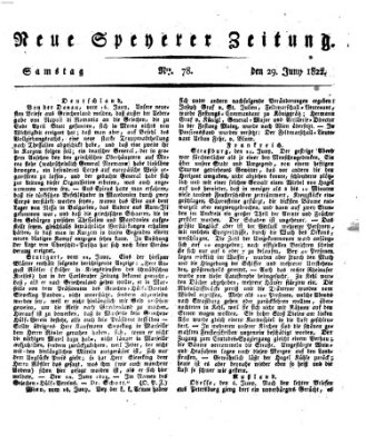 Neue Speyerer Zeitung Samstag 29. Juni 1822