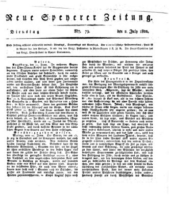 Neue Speyerer Zeitung Dienstag 2. Juli 1822