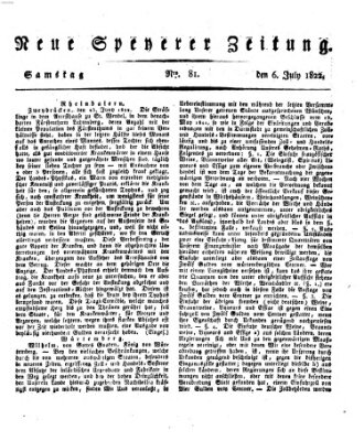 Neue Speyerer Zeitung Samstag 6. Juli 1822