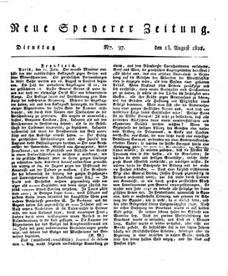 Neue Speyerer Zeitung Dienstag 13. August 1822