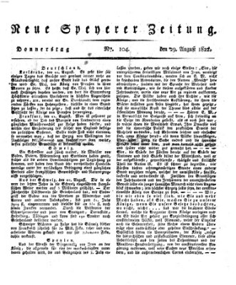 Neue Speyerer Zeitung Donnerstag 29. August 1822