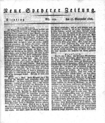 Neue Speyerer Zeitung Dienstag 17. September 1822