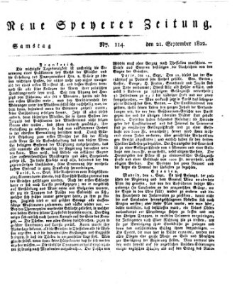 Neue Speyerer Zeitung Samstag 21. September 1822