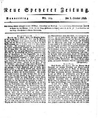 Neue Speyerer Zeitung Donnerstag 3. Oktober 1822