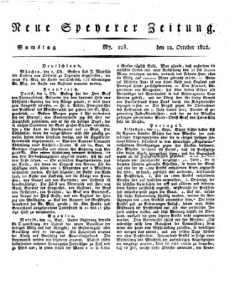 Neue Speyerer Zeitung Samstag 12. Oktober 1822