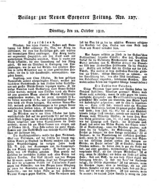 Neue Speyerer Zeitung Dienstag 22. Oktober 1822