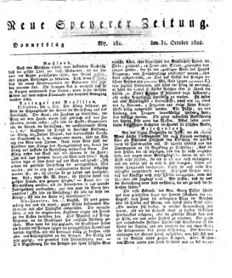 Neue Speyerer Zeitung Donnerstag 31. Oktober 1822